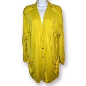 Des Rey South Africa Long Sleeve Knit Cardigan Chartreuse Yellow 38 (U.S. 10)